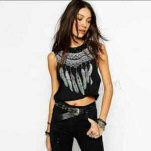 Haoduoyi Feather Cropped Tank Top Size XS